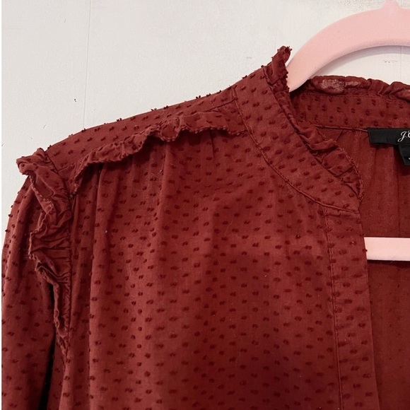 J. Crew Ruffle-trim V-neck Popover in Clip Dot Style AJ033 Size Large - Picture 4 of 11